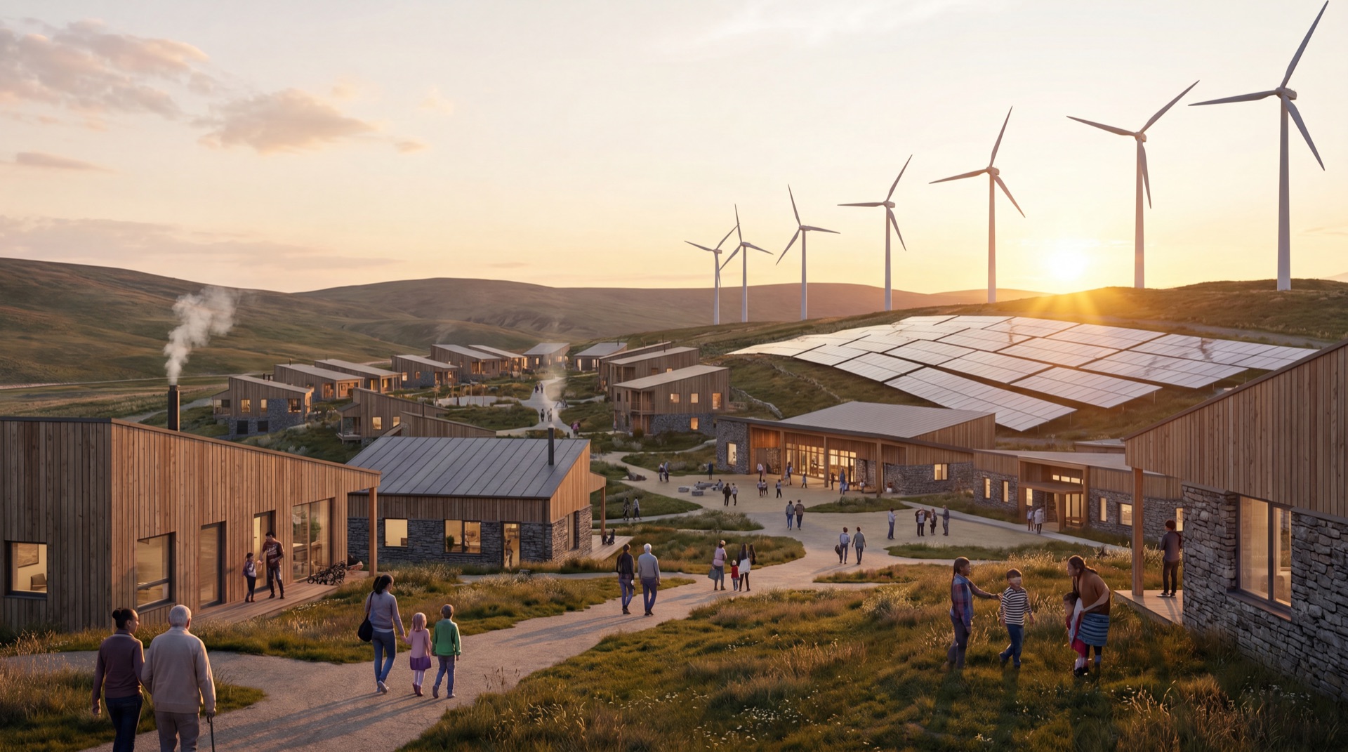 The land and community at golden hour